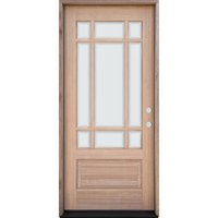 Greatview Doors 36-in x 80-in x 6-9/16-in Wood 3/4 lite Left-hand inswing Unfinished Prehung Front Door Solid core in Brown | UM530SGL36L-6