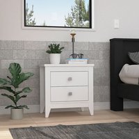Blisstyle Nightstand 24 Inchh Two Drawers Four Legs Superior Top White Modern Farmhouse Bedroom Nightstands End Tables Living Room one_size | NS829