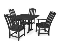 Trex Outdoor Furniture Yacht Club 5 -Piece Charcoal Black Patio Dining Set Plastic Square Table with 4 Stationary Chairs | TXS461-1-CB