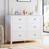 Garvee 6 Drawers Dresser for Bedroom Farmhouse Wood Dressers Chest of Drawers for Clothes Tall Storage Dressers Organizer with Deep Drawers Gold