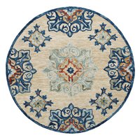 LR Home RugsA Beige/Blue Medallion Wool Round Rug Cotton one_size | 3378A2590304J8