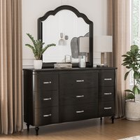 Furniture of America Seabliss Black 9 -Drawer Standard dresser With Mirror | IDF-7416BK-DM