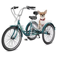 MOONCOOL 24-in Adult unisex Tricycle Three-Wheeled Bicycles Cruise Trike with Shopping Basket for Seniors Women Men (Peacock Teal) in Green