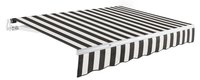 Awntech Maui Manual 168-in Wide x 120-in Projection x 10-in Height Fabric Black/White Stripe Striped Manual Retractable Patio Awning Stainless Steel