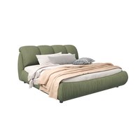 Bybafun Queen Green Wood Bed Frame with Headboard Polyester | YD6800004