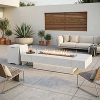 Homsee WIAWG 60000 BTU Propane Gas Fire Pit Table Large Patio Tables with Lava Rocks for Outdoor Indoor 71.7''L x 30''W x 20.5''H White