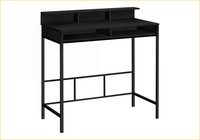 SunJet Desks Modern Standing Computer Desk with Storage Hutch Shelves 47.25inL Black Laminate Black Metal one_size | 7N64WVA86018A