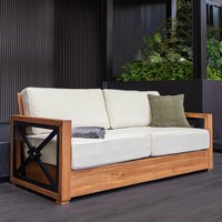 Cambridge Casual Provence Outdoor Sofa with Off-white Cushions and Teak Frame | 151210-TW-XX-VW-XX