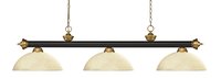 Z-Lite Riviera Bronze + Satin Gold Incandescent Medium base (E-26) Pool Table Lighting | 200-3BRZ+SG-DGM14