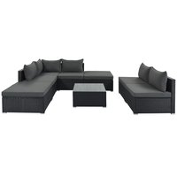 SINOFURN Rattan Outdoor Sectional with Gray Cushions and Rattan Frame Polyester | SYA380124BG