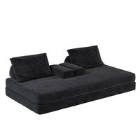 SINOFURN 83-in W Modern Black 2-seater Sofa | SYB260002BK