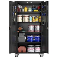 Garvee 72 Inch Storage Metal Cabinet 4 Adjustable Feet and Lock with Doors and Adjustable 4 Shelves Black one_size | LSHQQPTH-3347JUTH