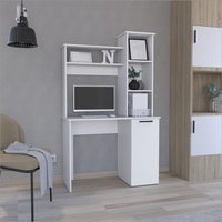 SunJet Desks Carson Computer Desk with Hutch Expansive Work Surface 3Tier Storage White Engineered Wood one_size | 4W64MMP38SK06