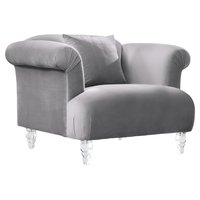 Armen Living Elegance Modern Grey Velvet Accent Chair in Gray | LCEG1GR