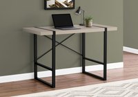 Tatayosi 48 Inch Modern Taupe Computer Desk with Industrial X Frame and Floating Metal Legs in Gray | JL-219881