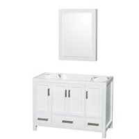 Wyndham Collection Sheffield 48-in White with Brushed Chrome Trim Bathroom Vanity Base Cabinet without Top | WCS141448SWHCXSXXMED