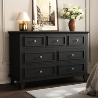 Garvee Black Dresser 7 Drawer Dresser for Bedroom 47 Inch W Chest of Drawers with Deep Drawers Closet Dressers with Metal Handle Thickened Desktop