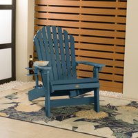 highwood King Hamilton Nantucket Blue Poly-lumber Frame Stationary Adirondack Chair with Slat Seat Stainless Steel | AD-KITKING1-NBE