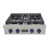 Kucht 30-in 4 burners Stainless steel Gas Cooktop | KFX309T/LP-B