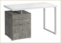 SunJet Desks 48inL Desk Reversible LR Setup Storage Drawers White Concrete Laminate White Metal Particle Board White one_size | XMLUOZIEZ44RS