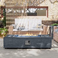 UPHA Magnesium Gas Fire Pit with Tank Cover 56-in W 50000 Maximum BTUs Magnesium oxide Rectangle Liquid propane Fire pit table in Gray | PL-56S-MH-B