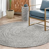 nuLOOM Festival 10 x 10 (ft) Loomed Salt And Pepper Round Indoor/Outdoor Solid Area rug | HJFV01C-R10010