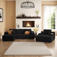 Ovios 104.3-in W Modern Black (left sofa chaise) 4-seater Sofa | OVIVIL400-JO