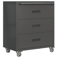 LOVMOR Heavy-Duty Metal Storage Cabinet with Wheels - 3 Drawer Tool Cabinet for Garage Office and Home Organizer Solutions Black/Gray one_size