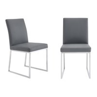 Armen Living Trevor Contemporary/Modern Faux Leather Upholstered Dining Side Chair (Metal Frame) | LCTRCHBSGR