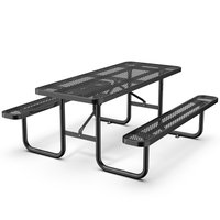 Clihome 72-in Black Steel Rectangle Picnic Table | CL-CLL00016