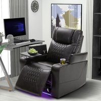 LOVMOR Power Motion Recliner with USB Charging Port and Hidden Arm Storage 2 Convenient Cup Holders Design and 360°Swivel Tray Table