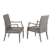 PEAK HOME FURNISHINGS Allure Set of 2 Grey Metal Frame Stationary Dining Chair with Woven Seat | 830041