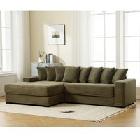LUXEYARD Oversized Two Piece Couches L Shaped Sofa Corduroy Left Chaise Daybed with Armrests Throw Pillows Corner Sofa Easy To Assemble Large