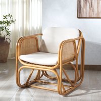 Safavieh Brauner Rattan Pole Accent Chair/Natural/White | CWK3014A