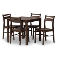 Baxton Studio Lovy Espresso Contemporary/Modern Dining Room Set with Rectangular Table ( Seats 4 ) Walnut in Brown | 143-7937-LW