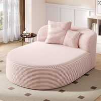 LOVMOR Modern Chaise Lounge Sofa Boneless Couch 51.6in Sofa Bed Compression Sofa Couch with Two Supportive Pillows for Living Room Pink