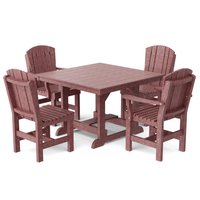 Wildridge Heritage 5 -Piece Cherrywood Patio Dining Set Plastic Square Table with 4 Stationary Chairs | LCC-186-CW
