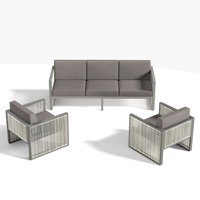 Rilyson ForestHaven 3 -Piece Woven Patio Sofa Conversation Set with Gray Cushions Polyester | FSFHGW1311-9