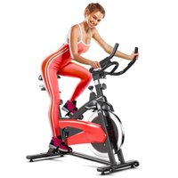 Slickblue Magnetic Resistance Indoor Exercise Bike with Adjustable Seat for Home Cardio Workouts Red and Black | D-CO-FH10005RB