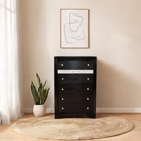chillscreamni Black Wood Dressers and Chests and for Bedroom with Storage and Drawers 34.2 x 16.6 x 51.3 in | FLXG82D21OQ9