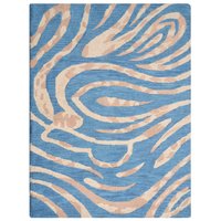 Rugsotic Carpets HAND TUFTED WOOL ECO-FRIENDLY AREA RUGS - 8'x10' Rectangle Shape Blue Color Contemporary Modern Design High Pile Thick Handmade Anti