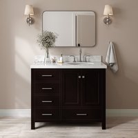 ARIEL Cambridge 43-in Espresso Undermount Single Sink Bathroom Vanity with Carrara White Marble Natural Marble Top in Brown | A043S-R-VO-ESP