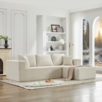 LOVMOR 106inch Cloud Sectional Couch L-Shape with Right Facing Chaise Single Seat is not included Deep Seat Modern Modular Sofa for Living Room Beige