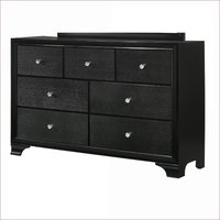 SunJet Dressers Modern Glam 7Drawer Embossed Crocodile Black Finish Black Solid Wood one_size | 13XM1L0T66EPS