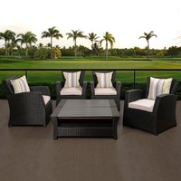 Amazonia International Home 5 -Piece Wicker 4 Patio Sofa Conversation Set with Black Cushions | SC SAIGON6