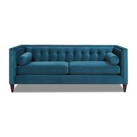 Jennifer Taylor Home Jack Tuxedo 84.0-in W Modern Satin Teal Velvet 3-seater Sofa with Slipcover in Blue | 8403-3-867