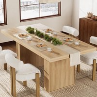 Garvee 70.8 in Dining Table for 6 8 10 Modern Dining Room Table with Storage Wood Kitchen Table with Fluted Legs Dinner Tables for Kitchen Dining
