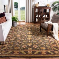 Safavieh Antiquity Rudbar 10 x 14 (ft) Tufted Wool Green/Gold Rectangular Indoor Floral/Botanical Vintage Area rug | AT52K-10