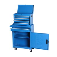 Vynxaria 5 Drawer Rolling Tool Chest with Detachable Top Toolbox Lockable Wheels Adjustable Shelf Metal Tool Storage Cabinet for Garage Workshop Blue