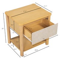 LUXEYARD Wood Nightstand Modern with Drawer Farmhouse Bedside Table MP2 Set of 2 Natural Beige Rubber one_size | DS-X-224-NISTND07